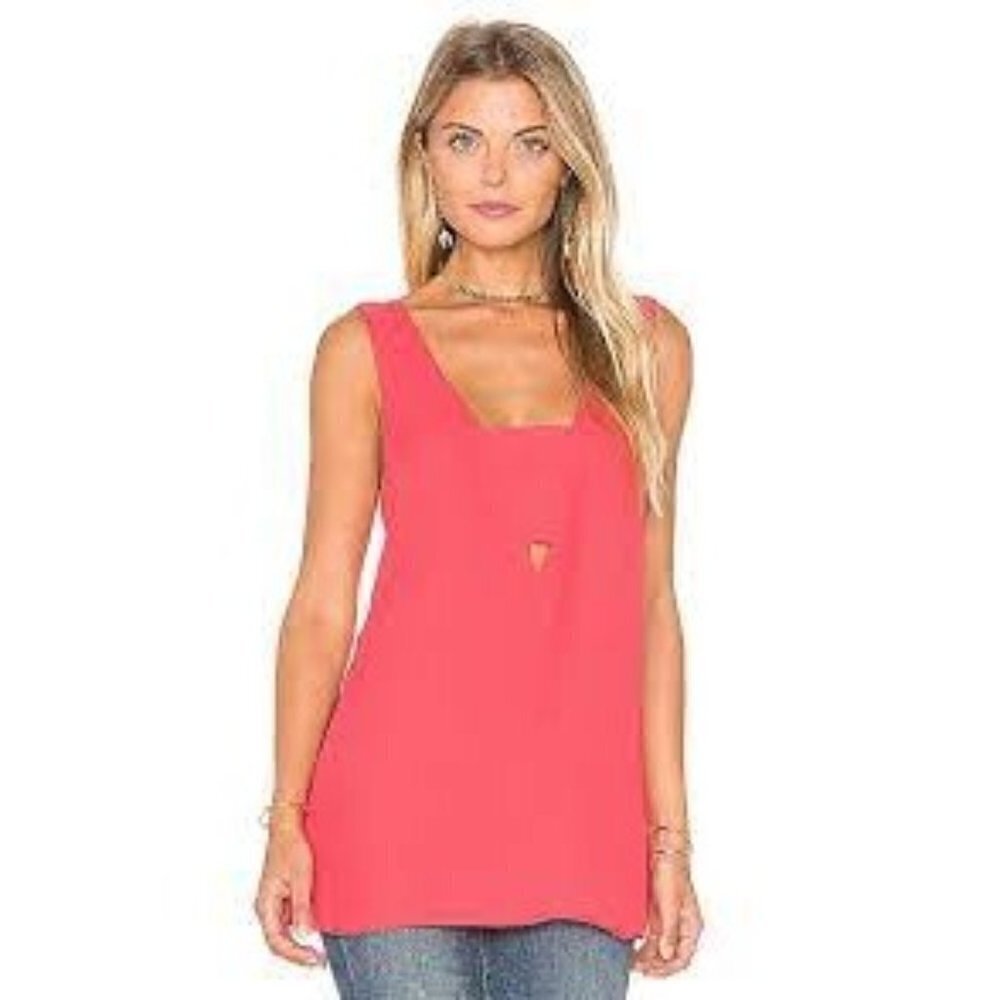 BCBGeneration Bright Coral‎ Sleeveless Cut Out Tank Top S